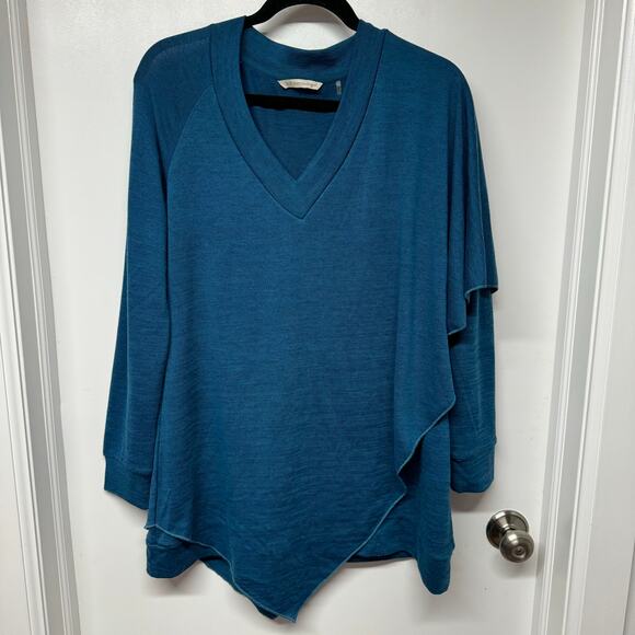 Soft Surroundings Madeline Asymmetrical Cape Tunic Sweater Small Legion Blue - Picture 1 of 7